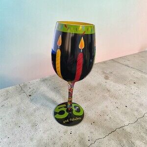 Lolita 50 and Fabulous Birthday Wine Glass Hand Painted with Box 15 oz